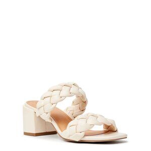 Time and Tru Women's City Braided Heel Sandals with Memory Foam